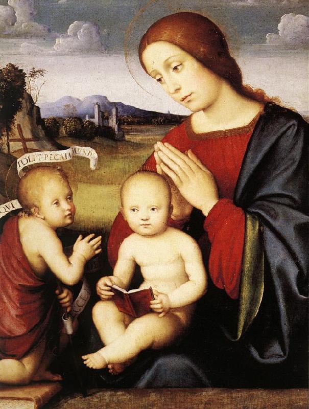 FRANCIA, Francesco Madonna and Child with the Infant St John the Baptist dsh Sweden oil painting art